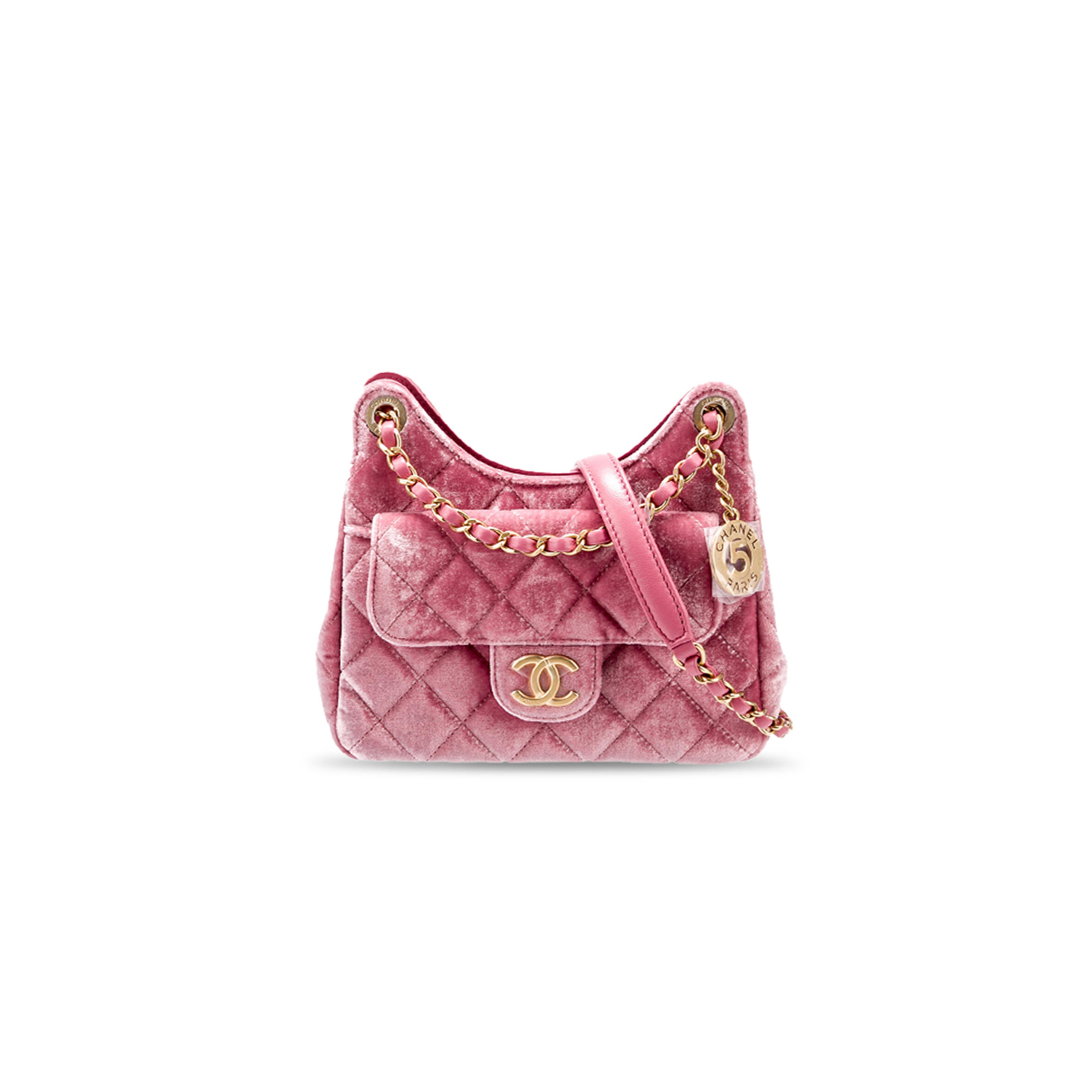 CHANEL MASTER WAVE CC HOBO SMALL PINK VELVET AS4323 (19*17*6cm)